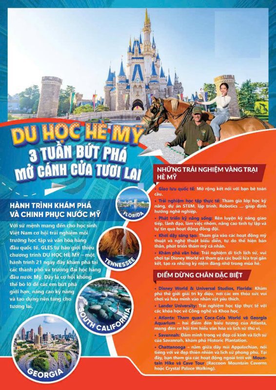 🌍 DU HỌC HÈ MỸ 3 TUẦN 👉  Atlanta – South Carolina – Tennessee – Florida