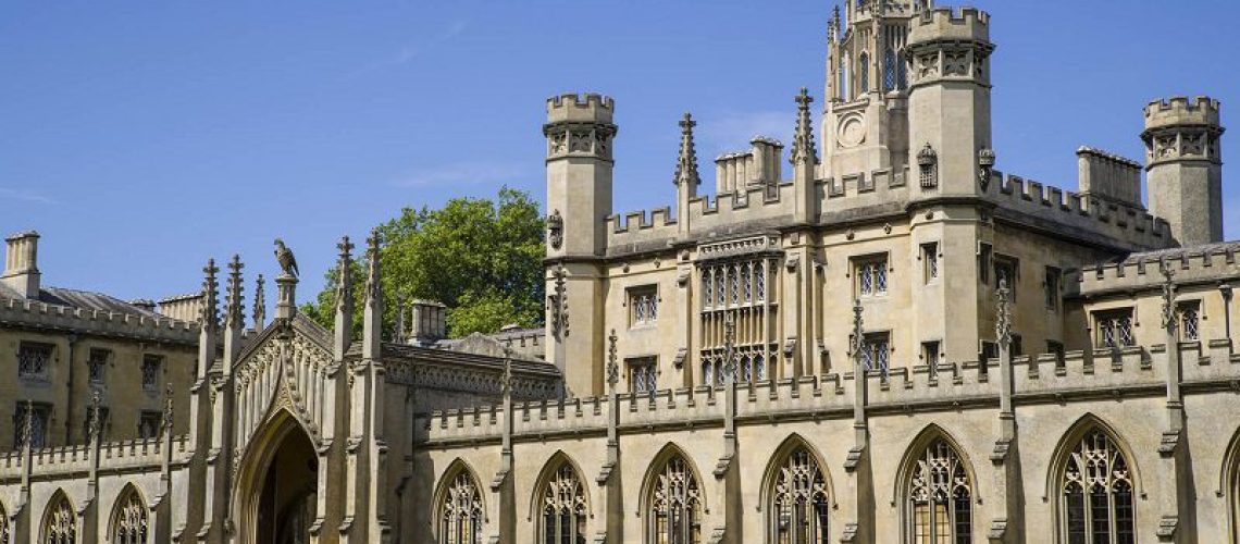 A view of the historic St. John’s College in Cambridge, UK.